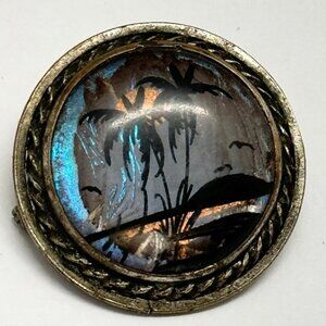 Estate vintage butterfly wing tropical pin brooch